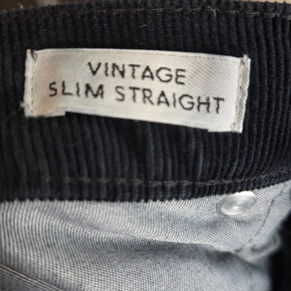 J. Crew Corduroy Pants Straight Leg Flat Front Classic Black Women's Size 29